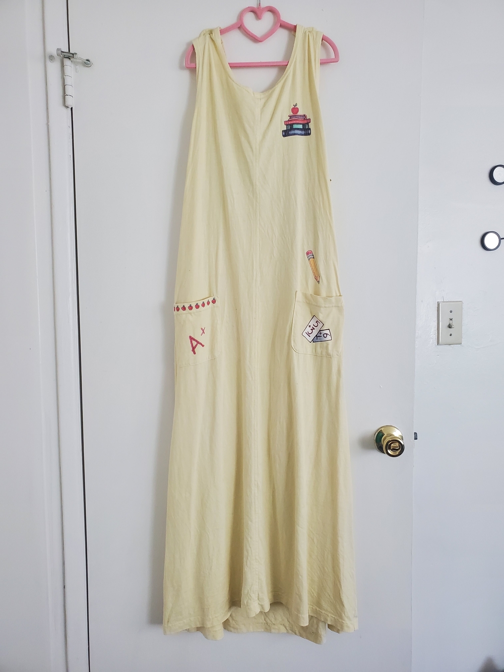 Vintage Light Yellow Casual Maxi Dress with Cute Details
